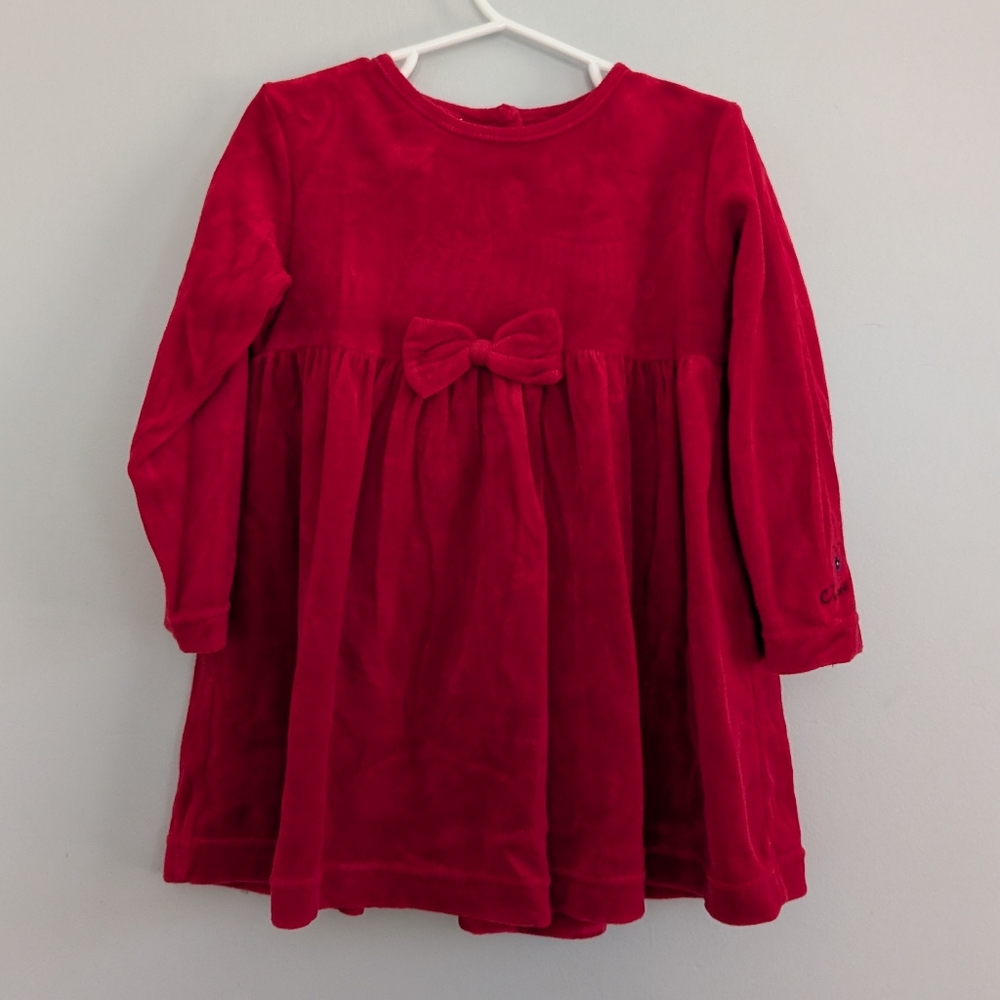 Vintage Girl's Osh Kosh Red Velvet Dress 3T Bow